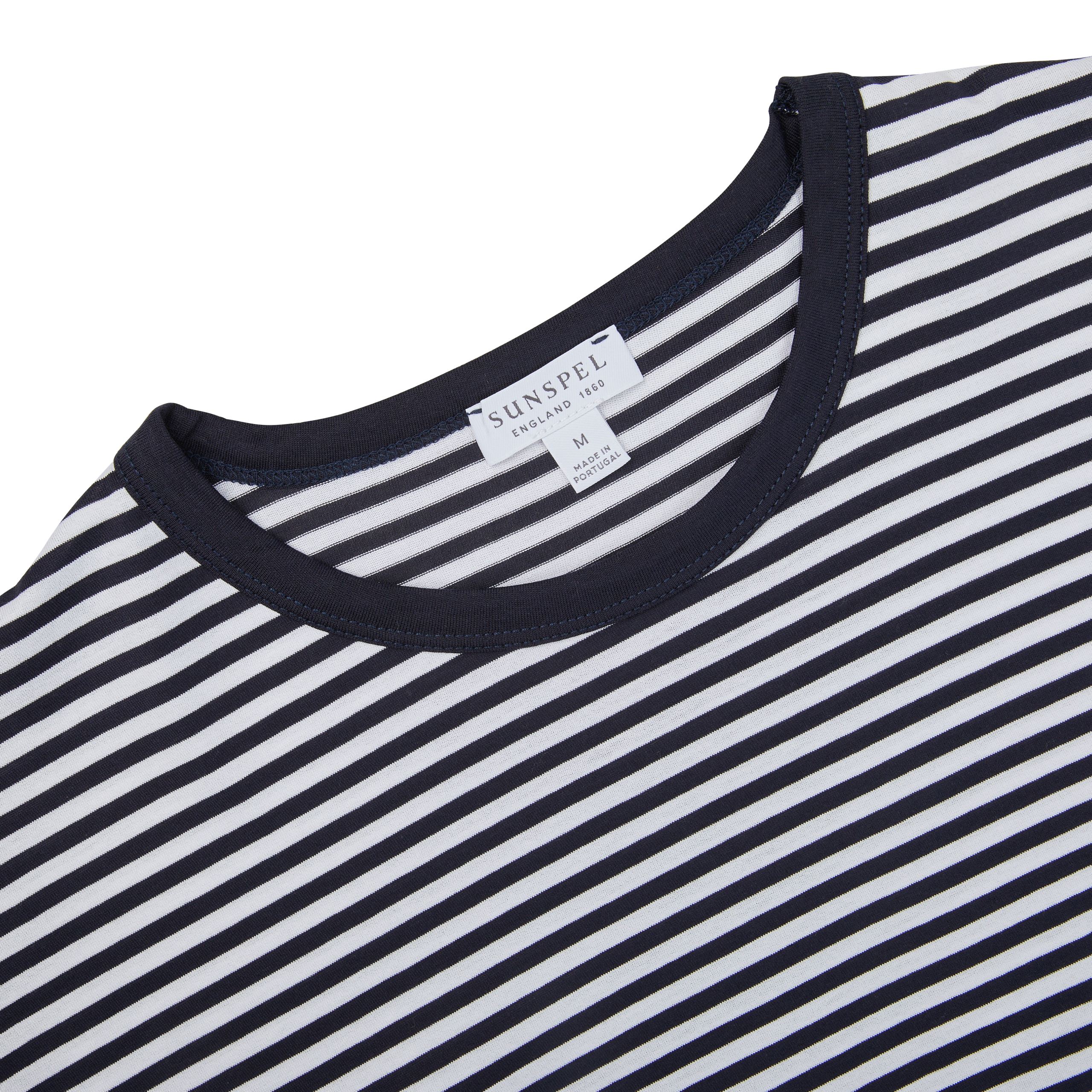 Navy White Striped Classic Cotton T-Shirt