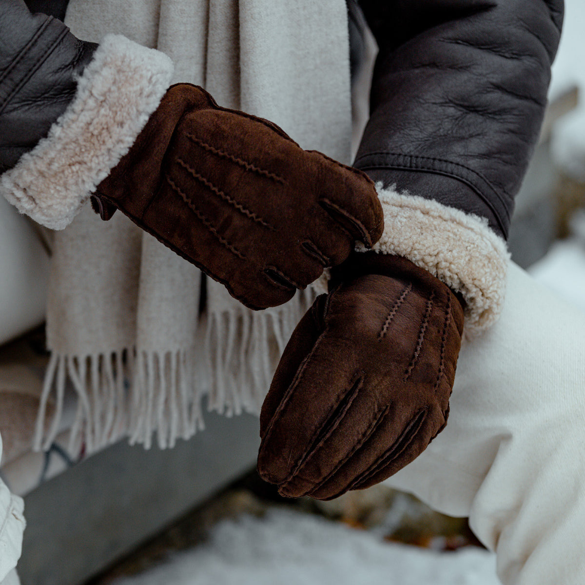 Gloves – Lined Baltzar Christ Werner Dark | Suede Brown Leather Wool