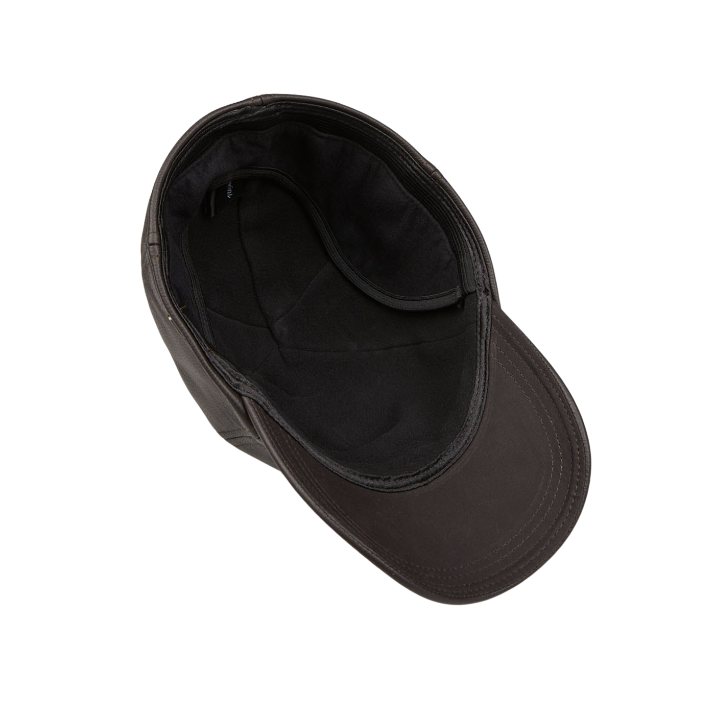 A Dark Brown Elk Leather Baseball Cap by Wigéns on a white surface.