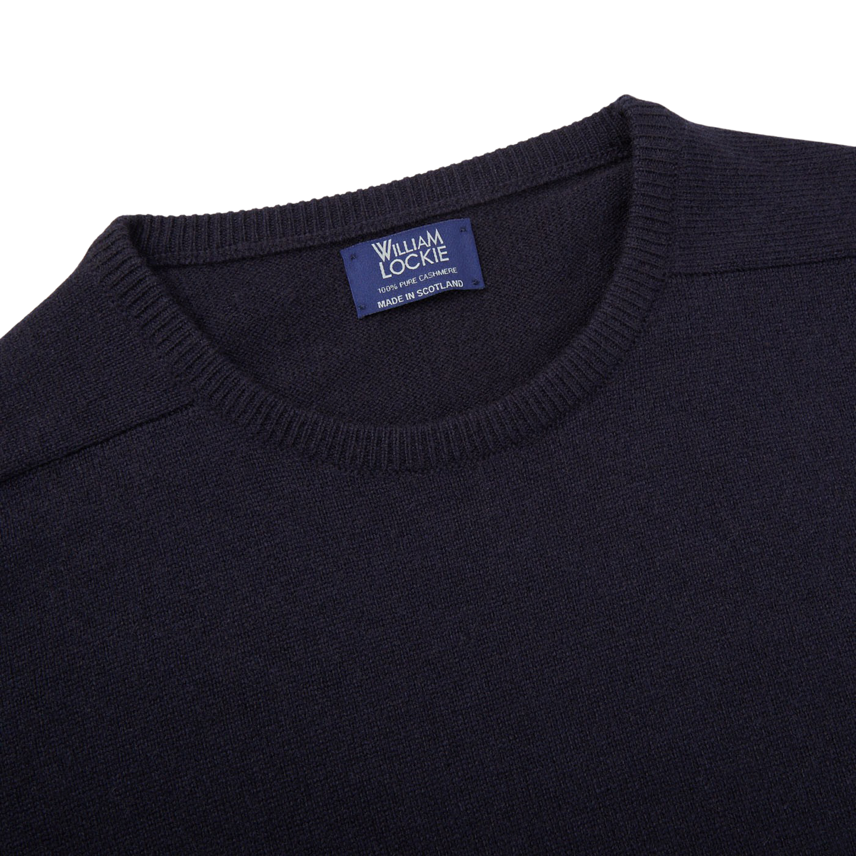 William Lockie | Navy Crew Neck Cashmere Sweater – Baltzar