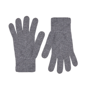 A pair of Smog Grey Pure Cashmere Gloves by William Lockie on a white surface.
