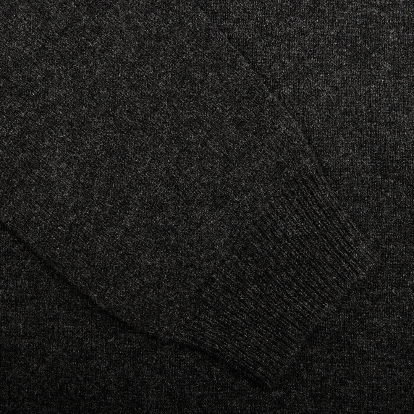 Alan Paine Charcoal Grey Lambswool Crew Neck Cuff
