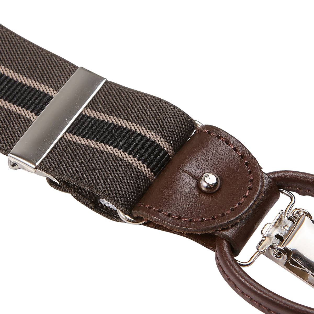 Albert Thurston | Dark Taupe Striped Nylon 35mm Braces