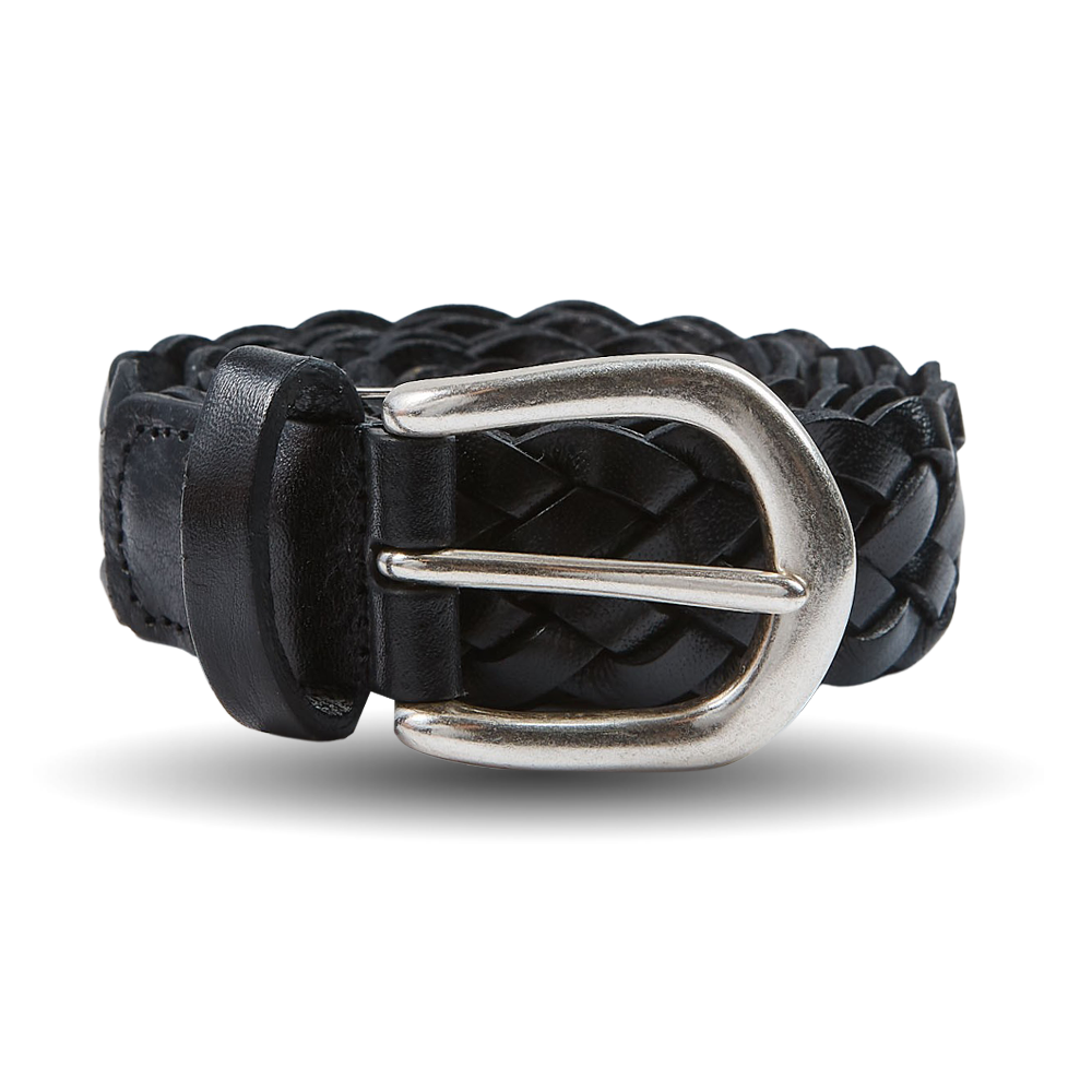 Anderson's Black Woven 25mm Leather Belt Feature