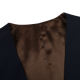 Baltzar Sartorial Navy Super 100s Wool DB Waistcoat Collar