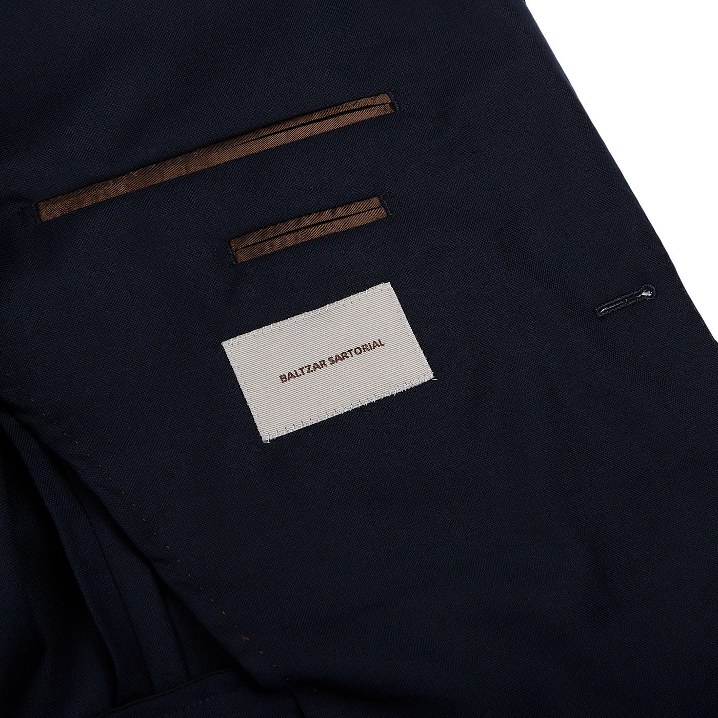 Baltzar Sartorial Navy Super 100's Wool Suit Jacket Inside