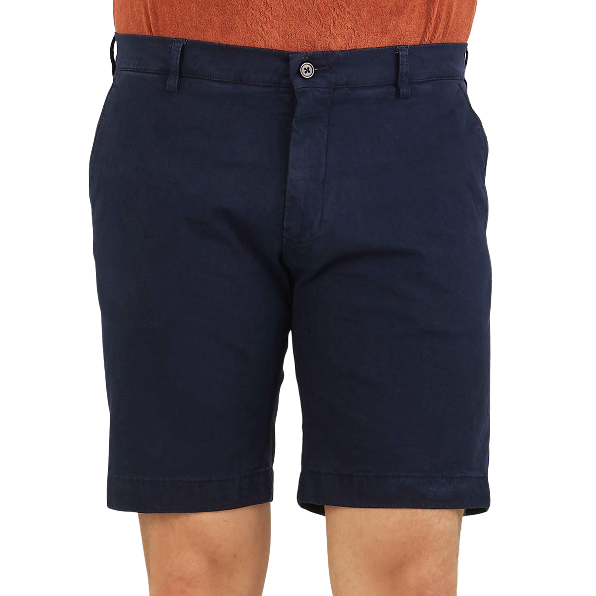 Berwich  Navy Blue Cotton Stretch Bermuda Shorts – Baltzar