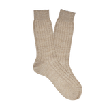Bresciani Beige Melange Ribbed Linen Socks Feature
