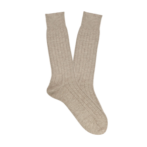 Bresciani Beige Ribbed Wool Cashmere Socks Feature