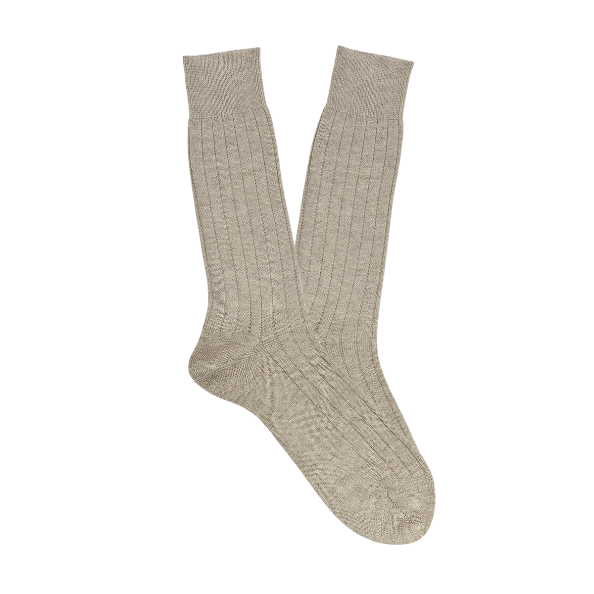 Bresciani Beige Ribbed Wool Cashmere Socks Feature