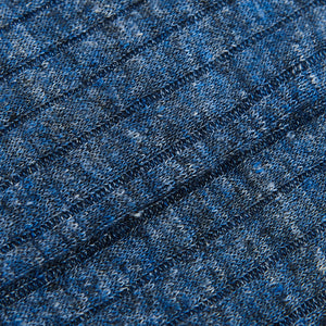 Bresciani Blue Melange Ribbed Linen Socks Fabric