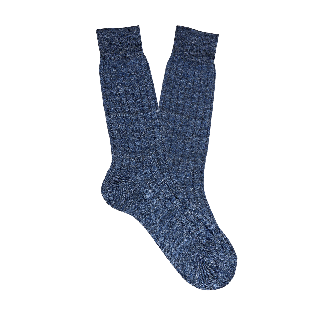 Bresciani Blue Melange Ribbed Linen Socks Feature