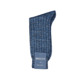 Bresciani Blue Melange Ribbed Linen Socks Fold