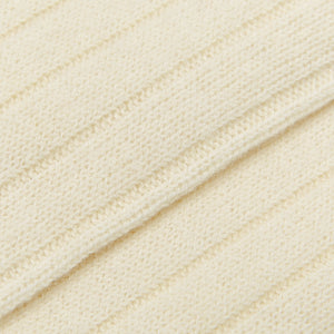 Bresciani Cream White Ribbed Wool Cashmere Socks Fabric
