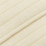 Bresciani Cream White Ribbed Wool Cashmere Socks Fabric