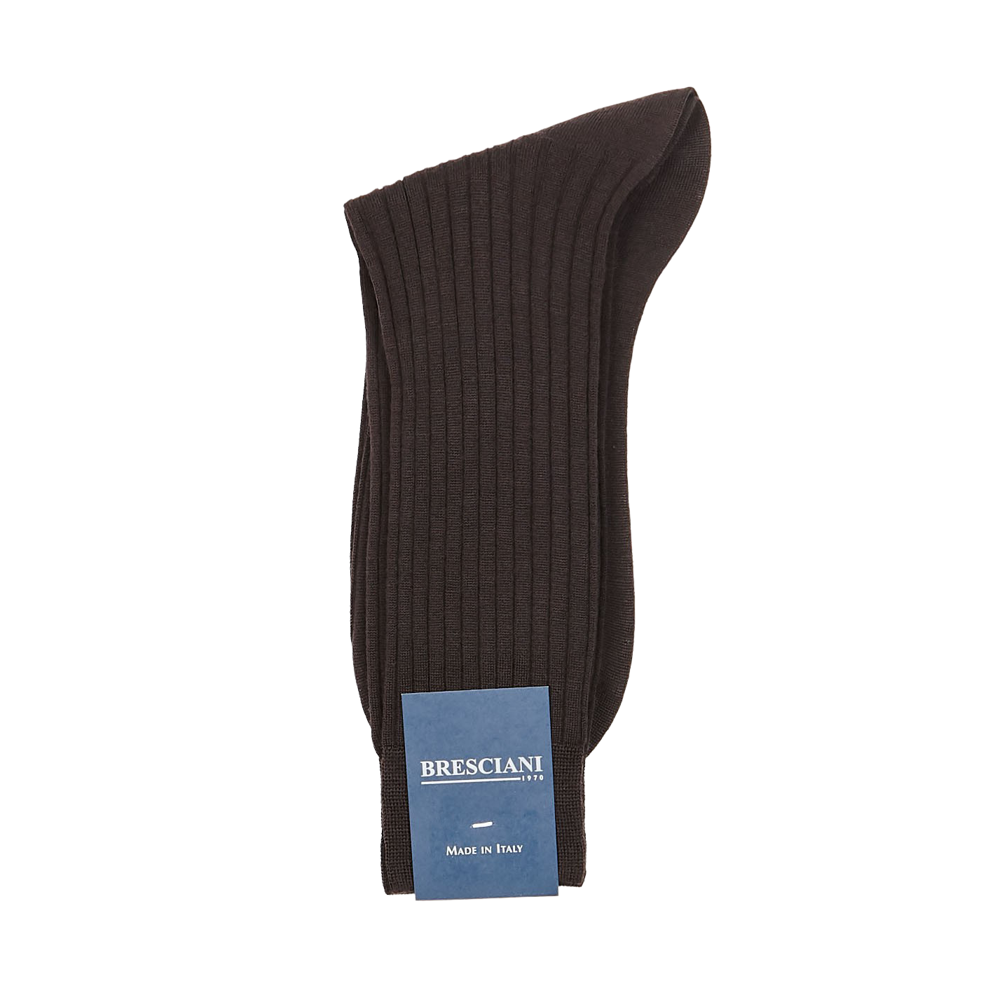Bresciani Dark Brown Ribbed Wool Nylon Socks Fold