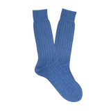 Bresciani Light Blue Ribbed Wool Cashmere Socks Feature