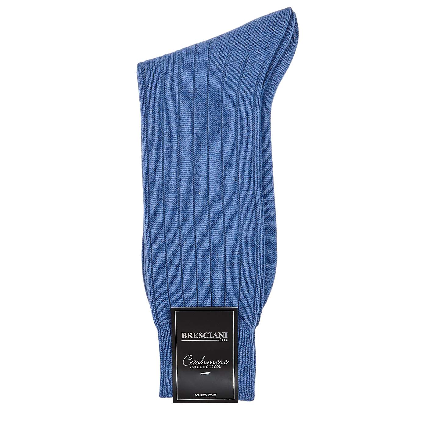 Bresciani Light Blue Ribbed Wool Cashmere Socks Fold