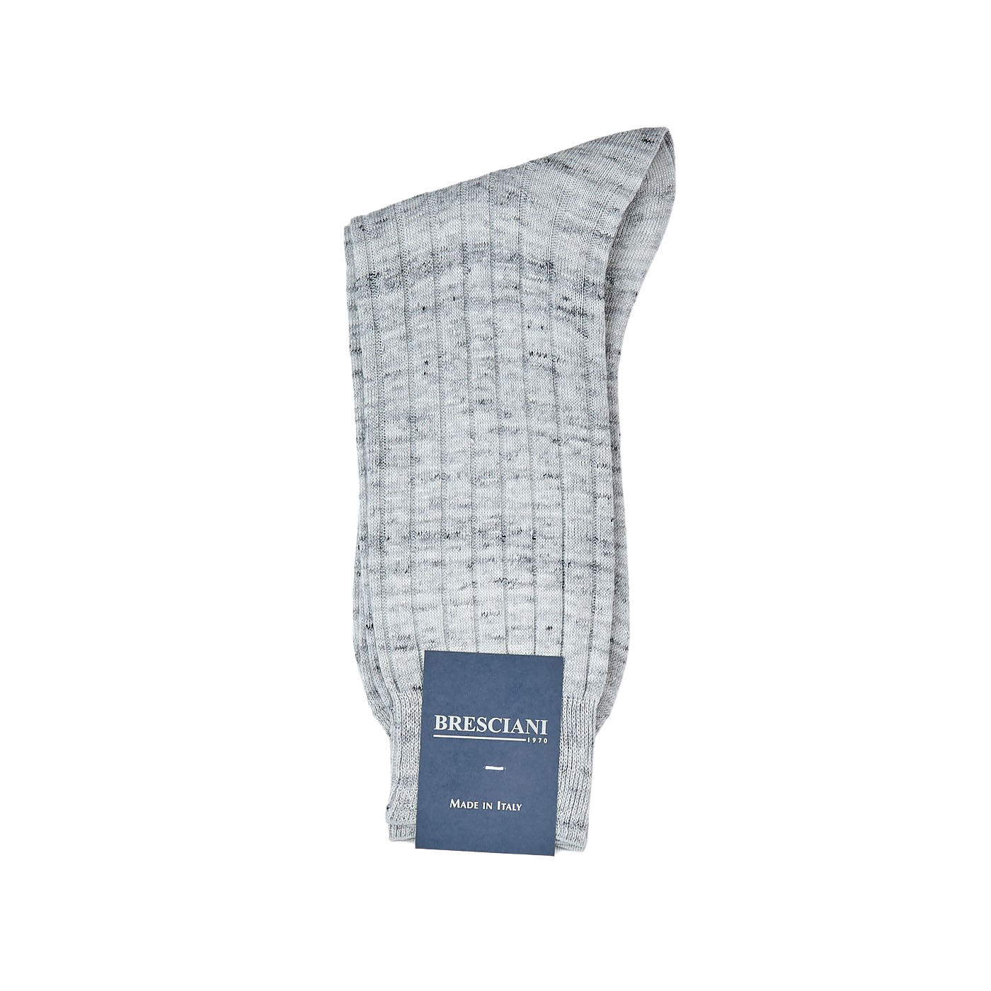 Bresciani Light Grey Melange Ribbed Linen Socks Fold