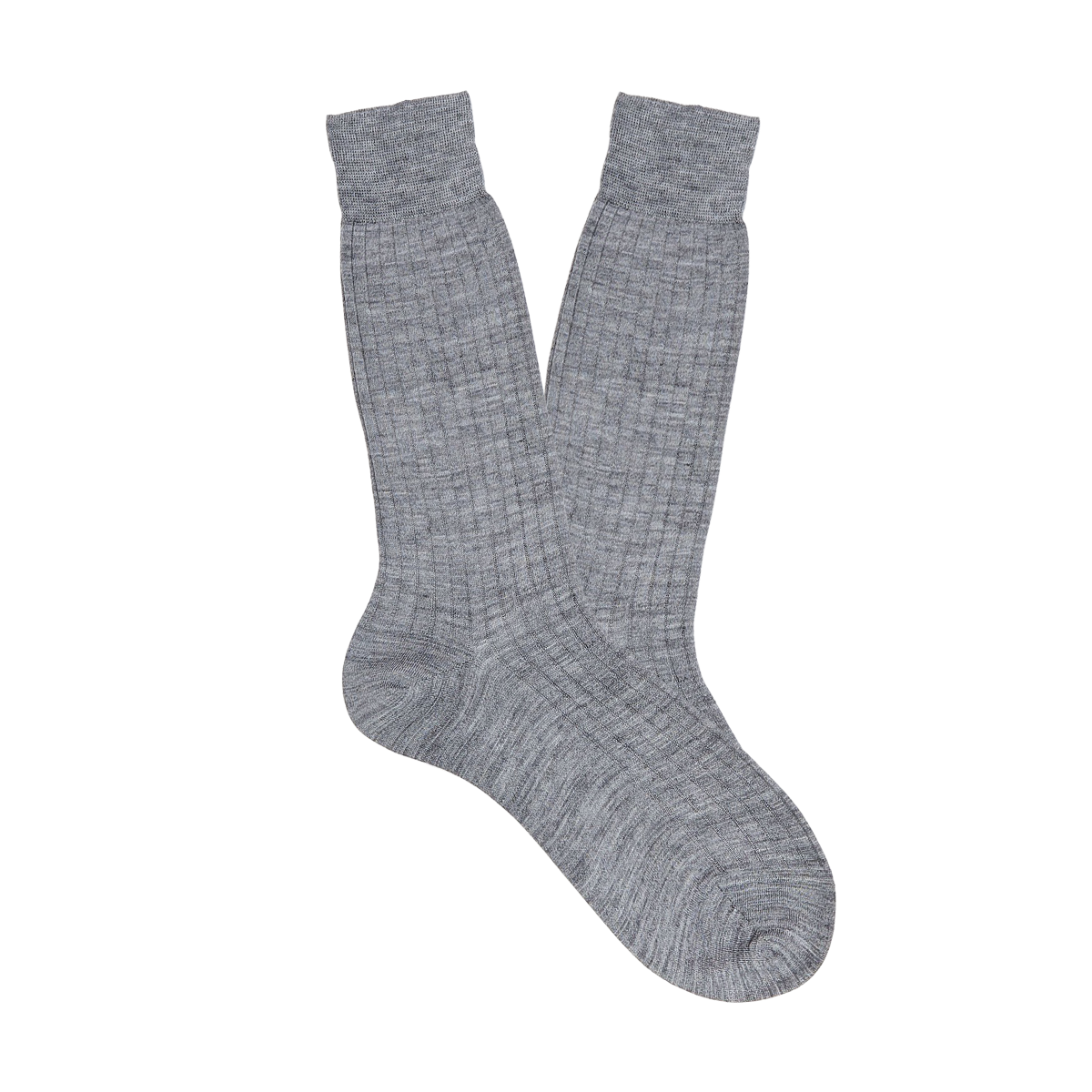 Bresciani Light Grey Ribbed Wool Nylon Socks Feature