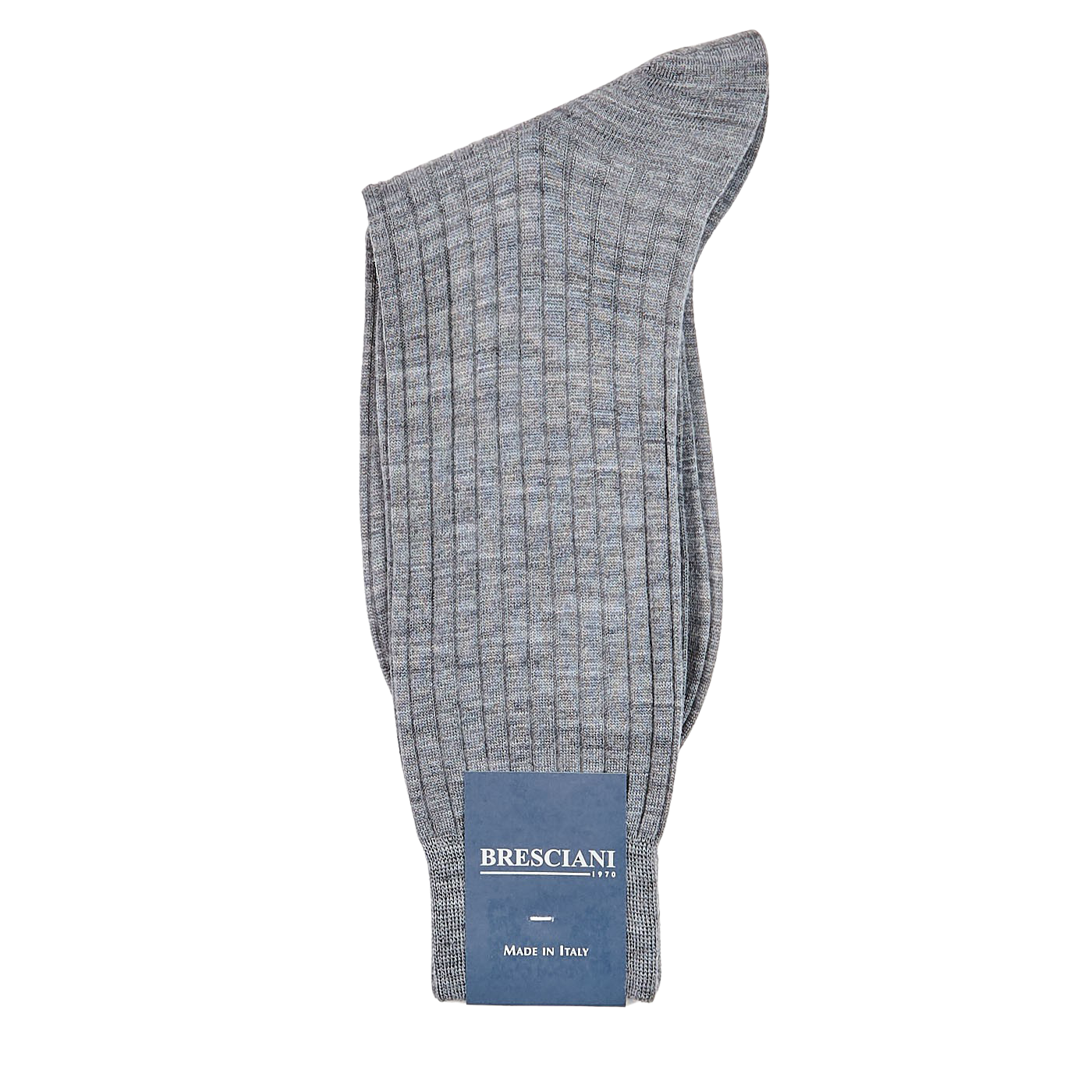 Bresciani Light Grey Ribbed Wool Nylon Socks Fold