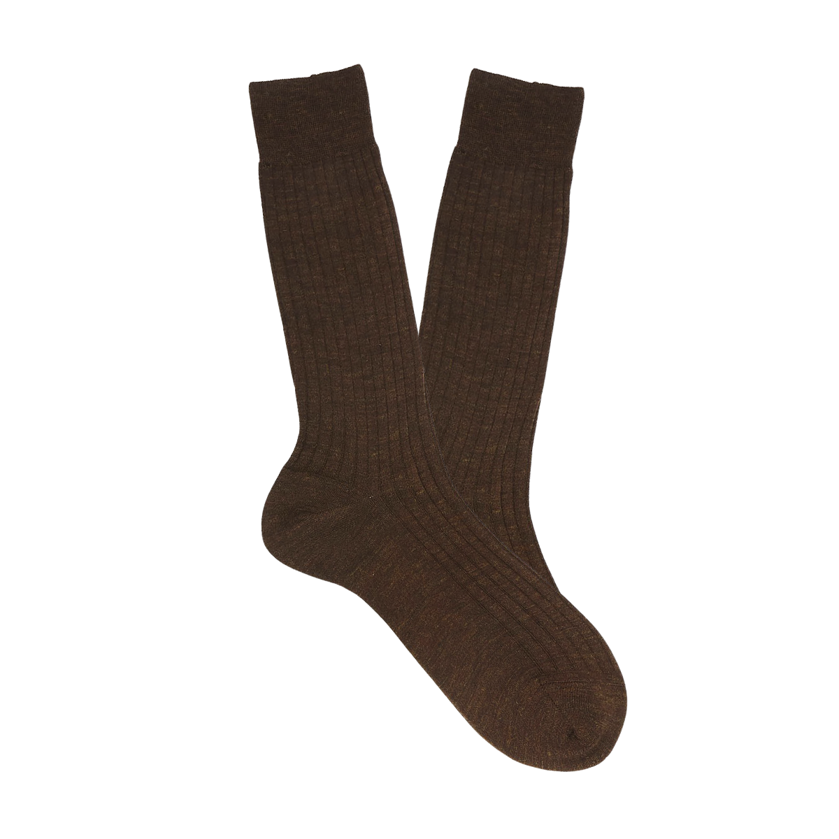 Bresciani Rust Brown Ribbed Wool Nylon Socks Feature