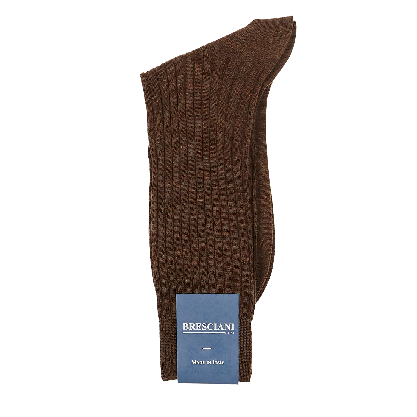 Bresciani Rust Brown Ribbed Wool Nylon Socks Fold