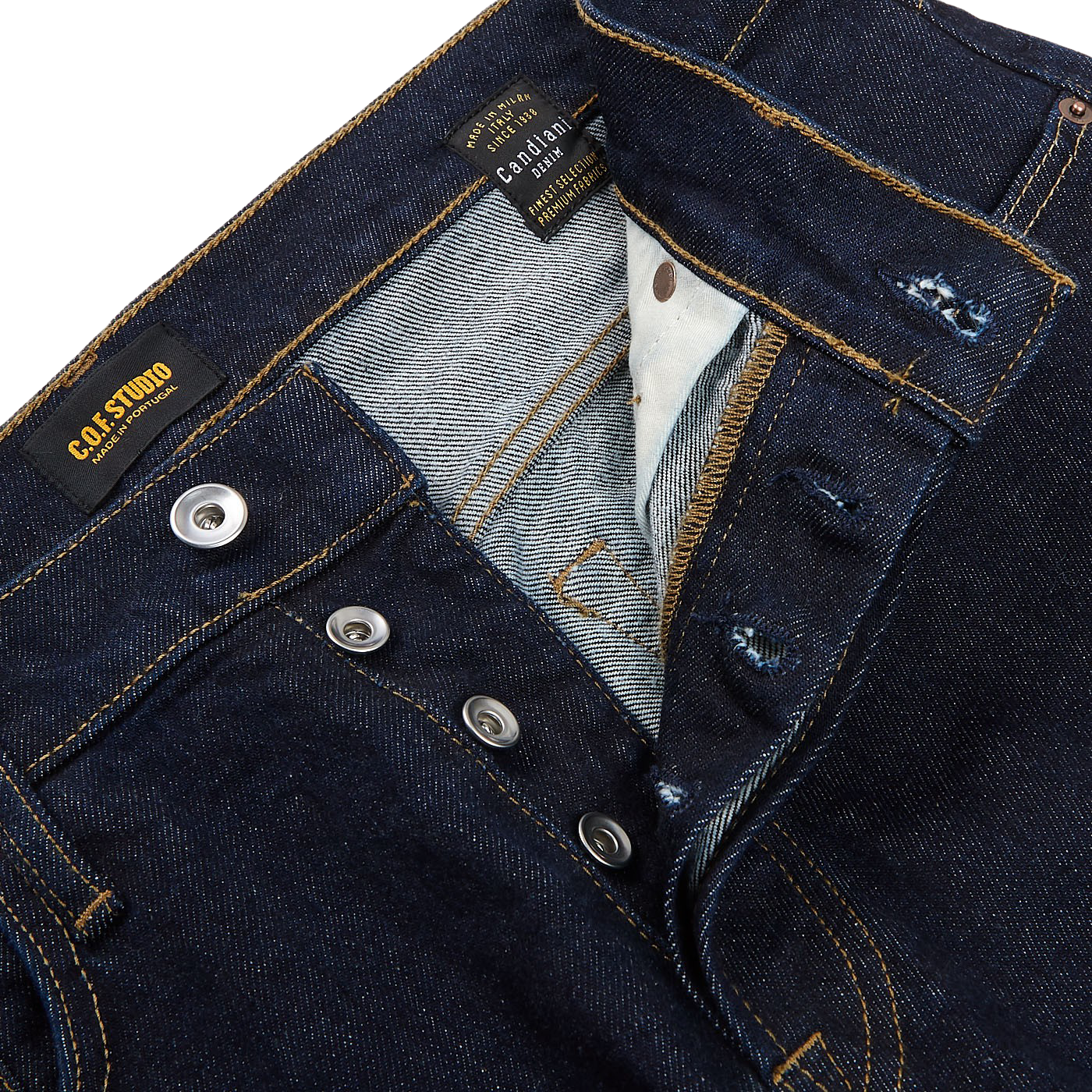 C.O.F Studio Blue Rinsed Organic Candiani Cotton M7 Jeans Zipper