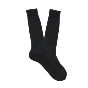 Canali Black Grey Ribbed Cotton Vanisee Socks Feature