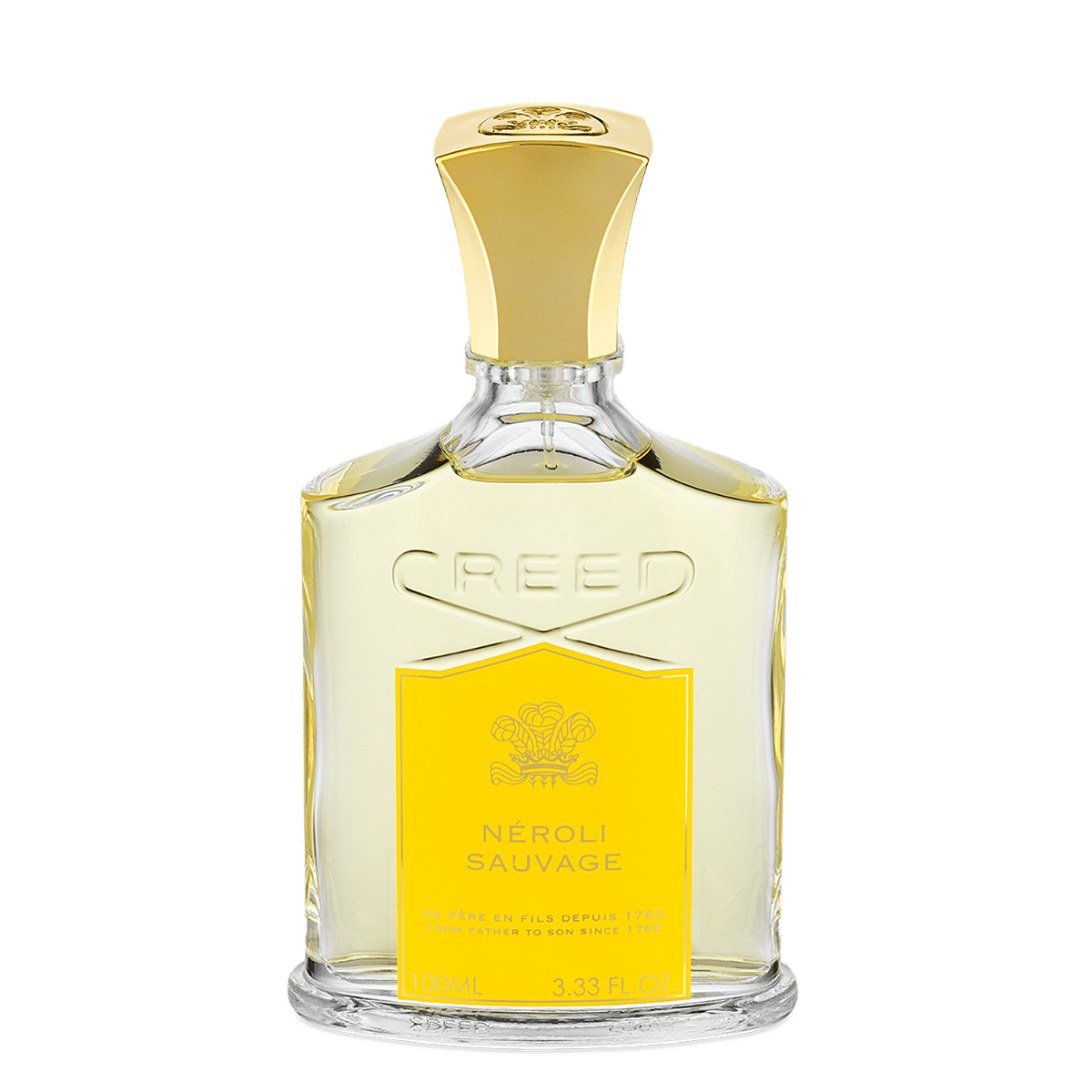 An elegant bottle of Creed's Neroli Sauvage 100ml cologne with floral-citrus notes and ancient ingredients.