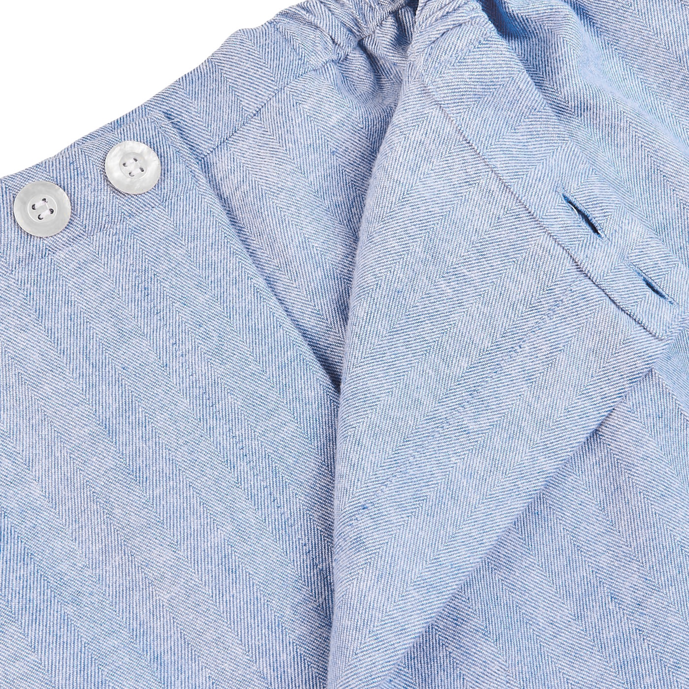 Derek Blue Herringbone Cotton Classic Fit Pyjamas Zipper