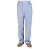 Derek Rose Blue Herringbone Cotton Classic Fit Pyjamas Front1