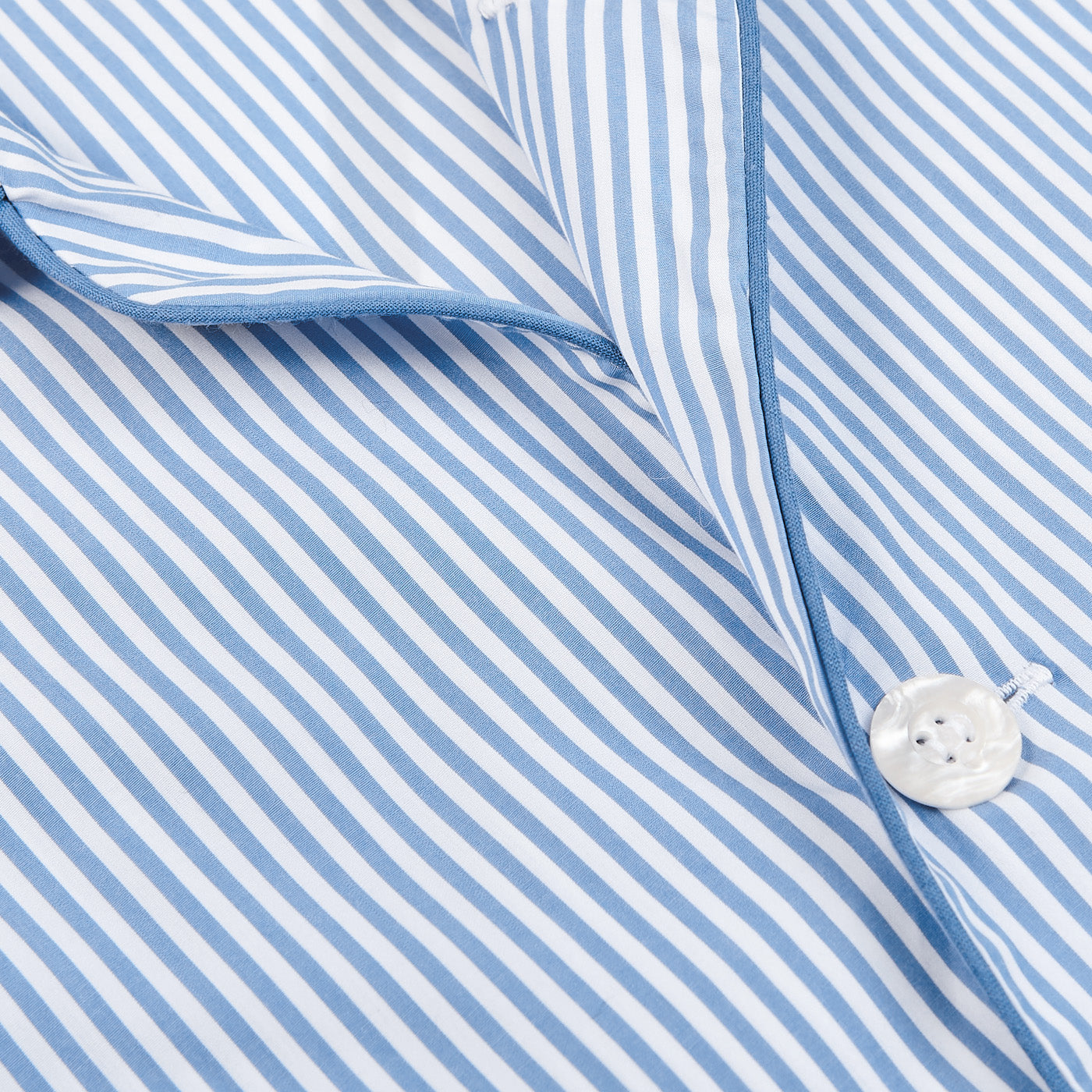 Derek Rose Blue Striped Cotton Classic Fit Pyjamas Closed
