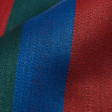 Dreaming Of Monday Green Block Striped 7-Fold Wool Tie Fabric