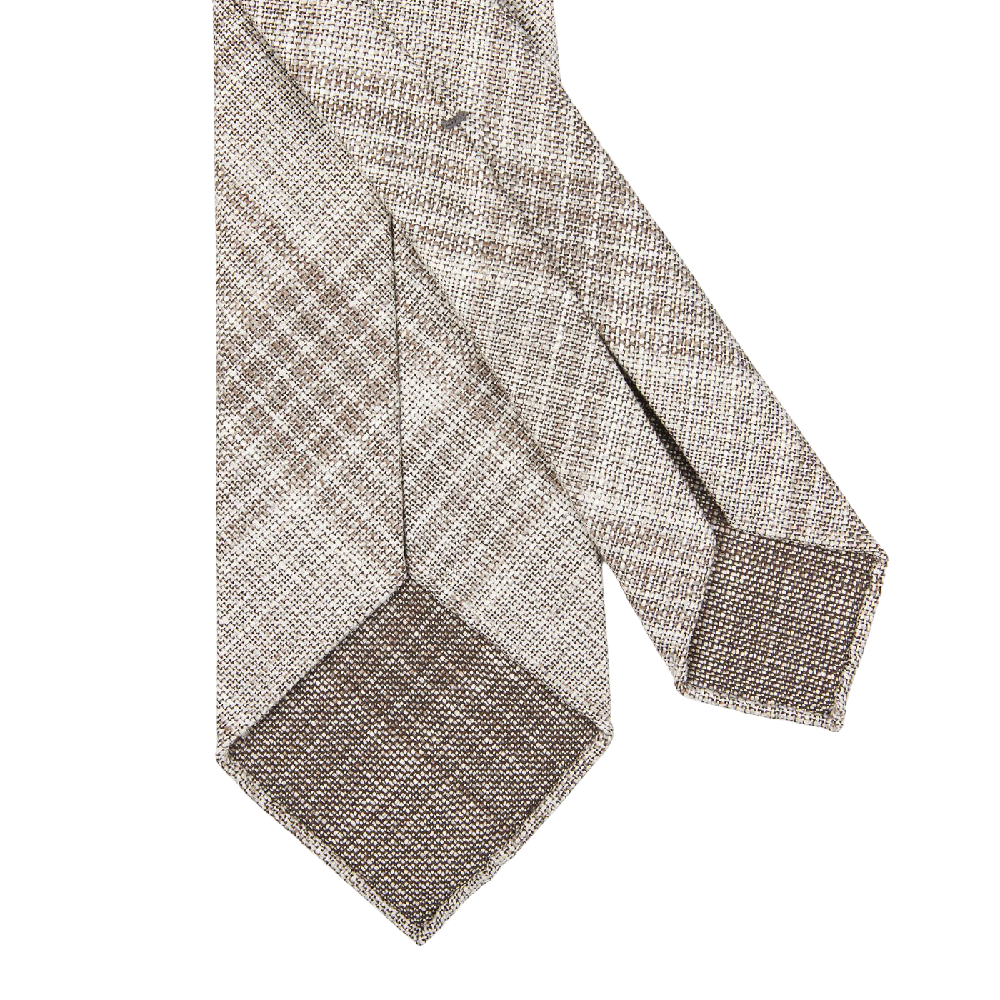 Dreaming of Monday Beige Checked 7-Fold Wool Silk Linen Tie Back