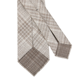 Dreaming of Monday Beige Checked 7-Fold Wool Silk Linen Tie Back
