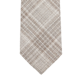 Dreaming of Monday Beige Checked 7-Fold Wool Silk Linen Tie Feature