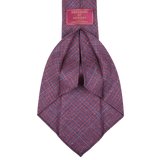 Dreaming of Monday Dark Pink Checked 7-Fold Wool Silk Linen Tie Open