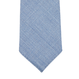 Dreaming of Monday Light Blue Checked 7-Fold Summer Wool Tie Feature
