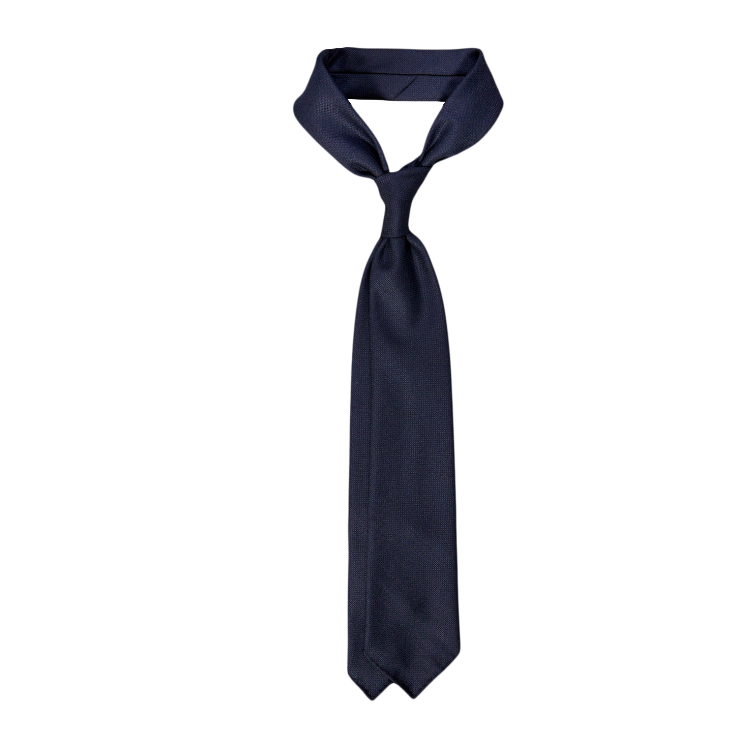 A Dreaming Of Monday Navy Blue 7-Fold Wool Hopsack Tie from Italy.