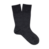 A pair of Falke Grey Airport Wool Cotton Socks on a white surface.
