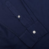 Fedeli Dark Blue Cotton Stretch Beach Shirt Cuff