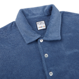 Fedeli Light Blue Cotton Towelling Polo Shirt Collar