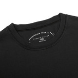 Fedeli Washed Black Organic Cotton Jersey T-Shirt Collar