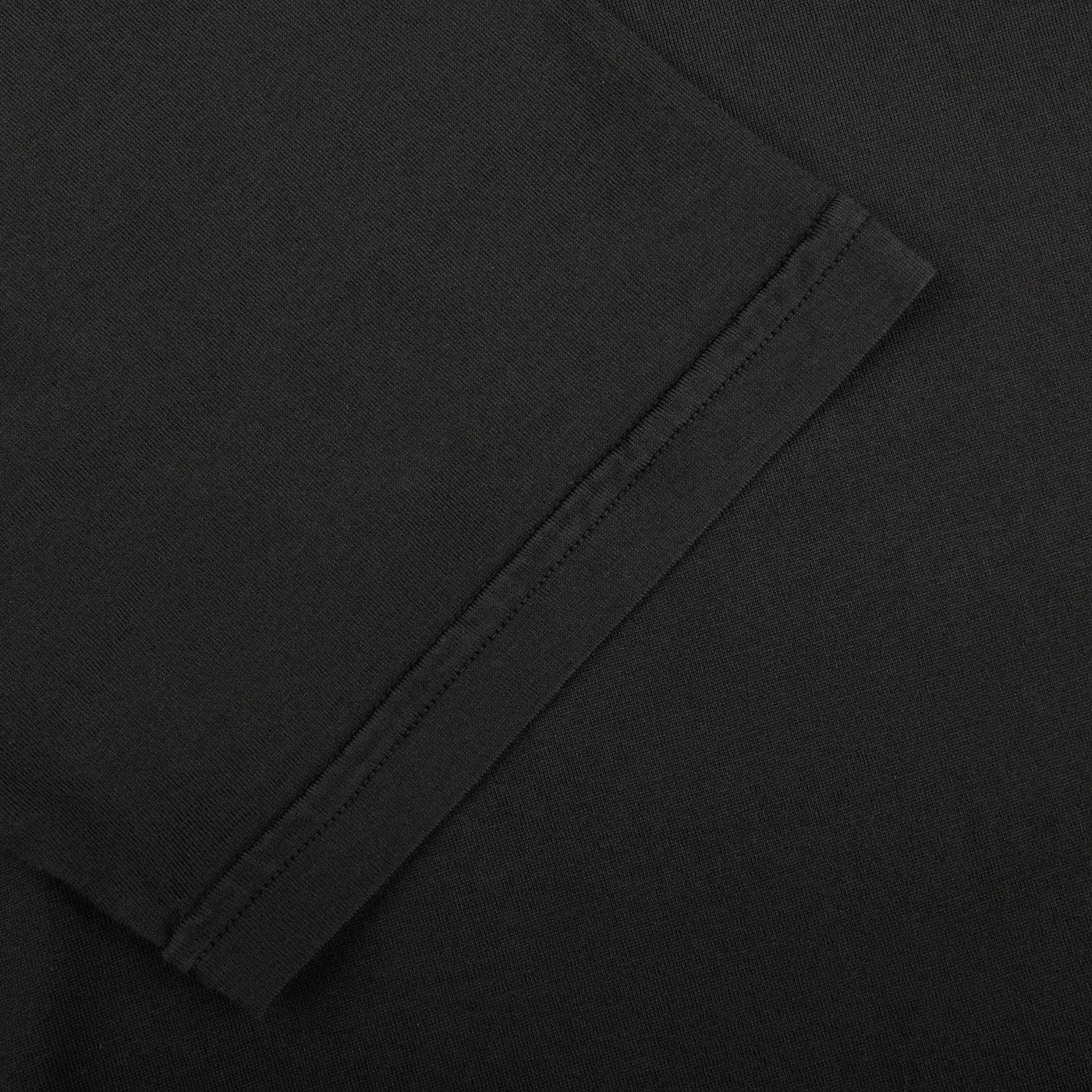 Fedeli Washed Black Organic Cotton Jersey T-Shirt Cuff