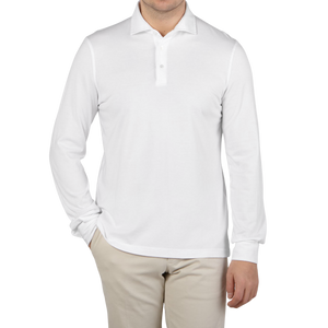 Fedeli White Organic Cotton Polo Shirt Front