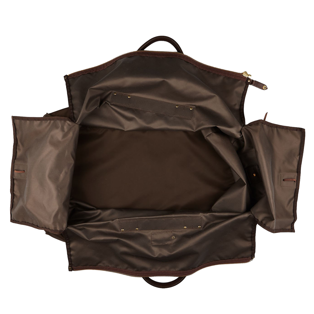 Felisi Dark Brown Nylon Leather Large Travel Bag Flat