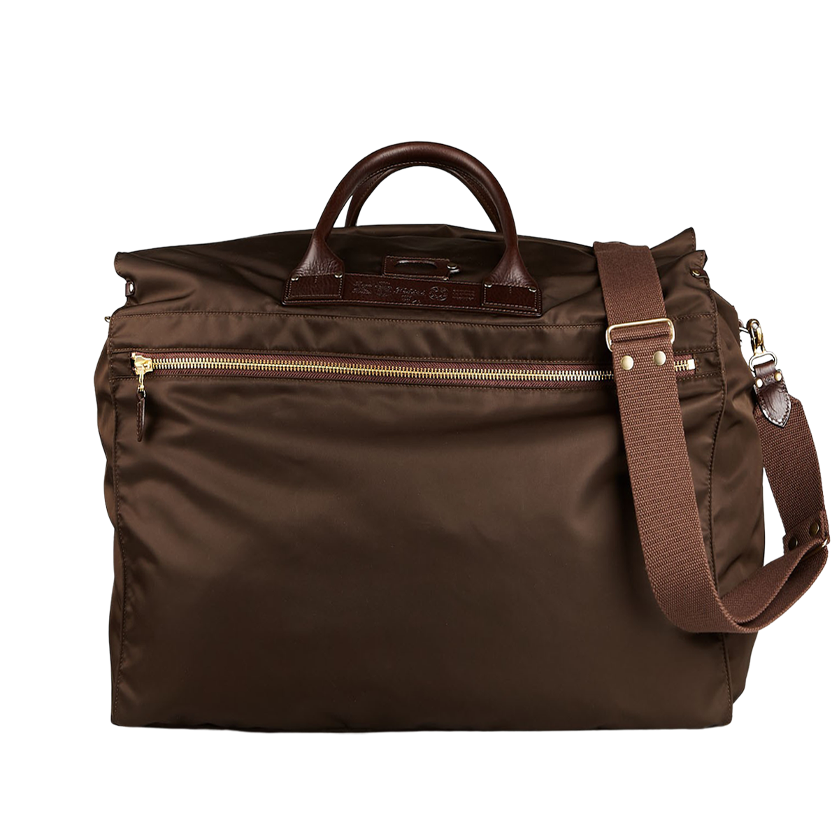 Felisi Dark Brown Nylon Leather Large Travel Bag Front
