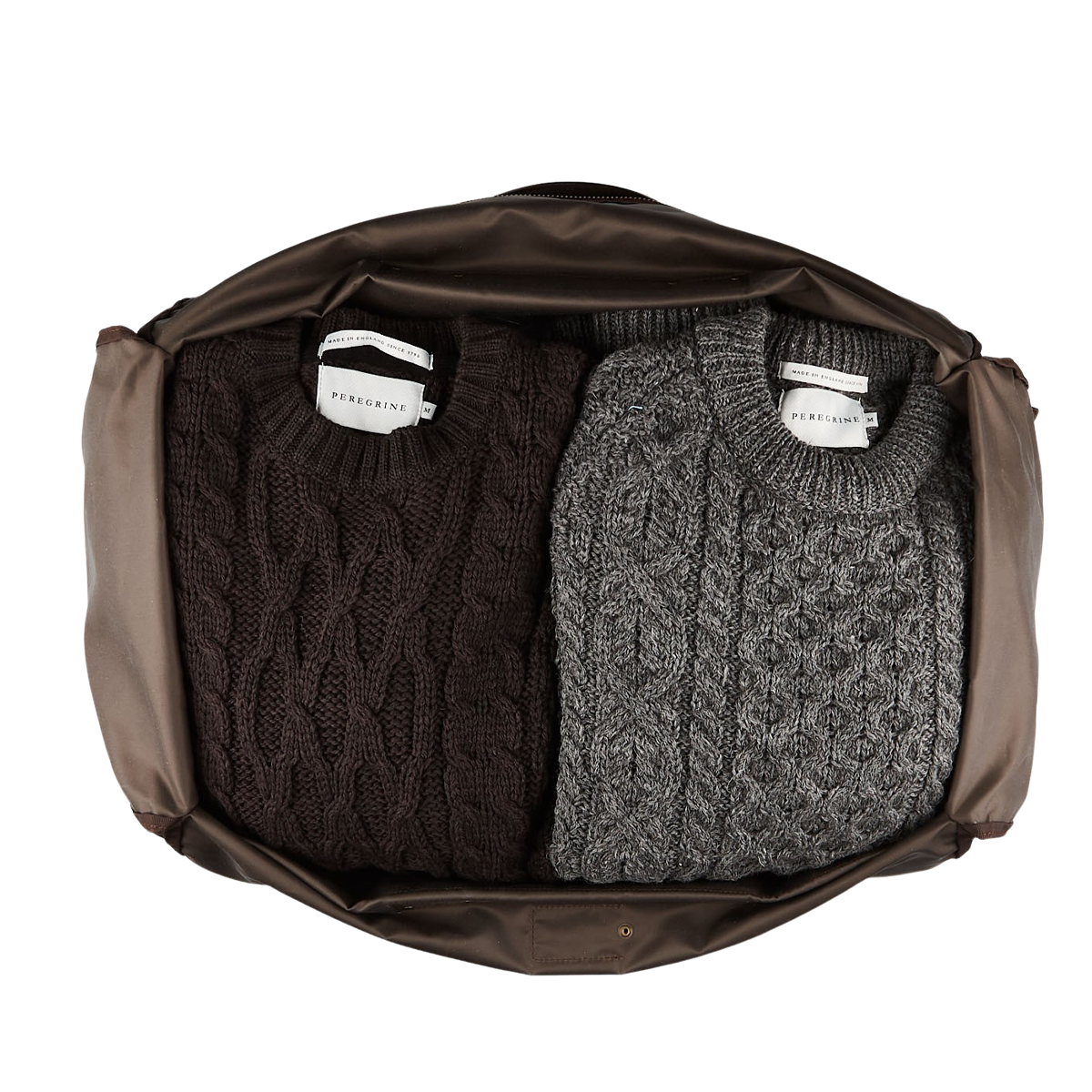 Felisi Dark Brown Nylon Leather Large Travel Bag Inside