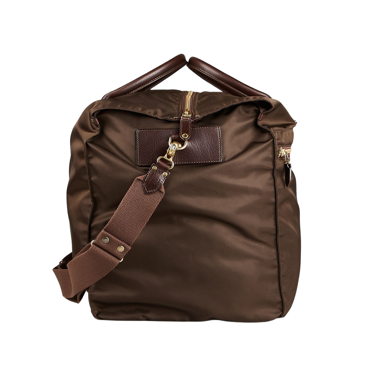 Felisi Dark Brown Nylon Leather Large Travel Bag Side